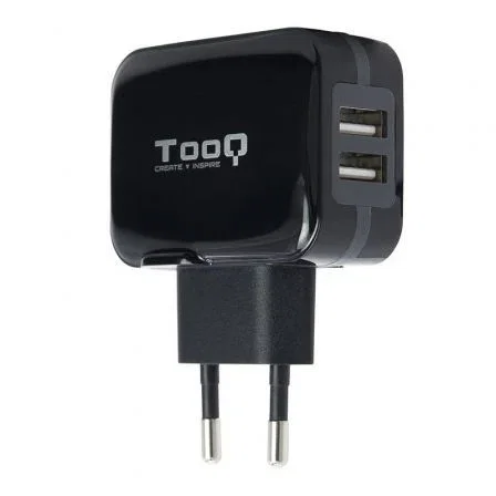 Tooq Cargador de Pared con 2 Puertos USB 2.0, Tecnología AI, Color Negro Tooq Cargador de Pared con 2 Puertos USB 2.0, Tecnología AI, Color Negro